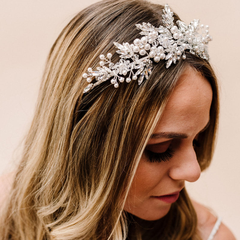 Arianna Jasmine Tiara - Silver - ex display