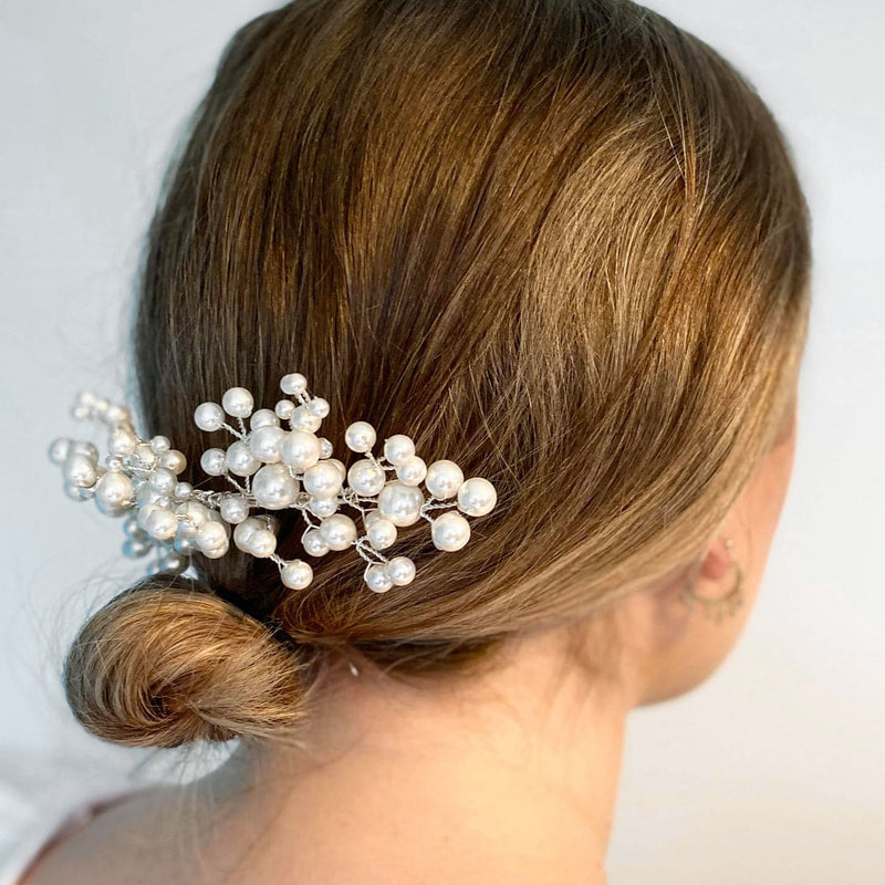 Arianna Everlasting Veil Comb - Silver & Ivory - ex display