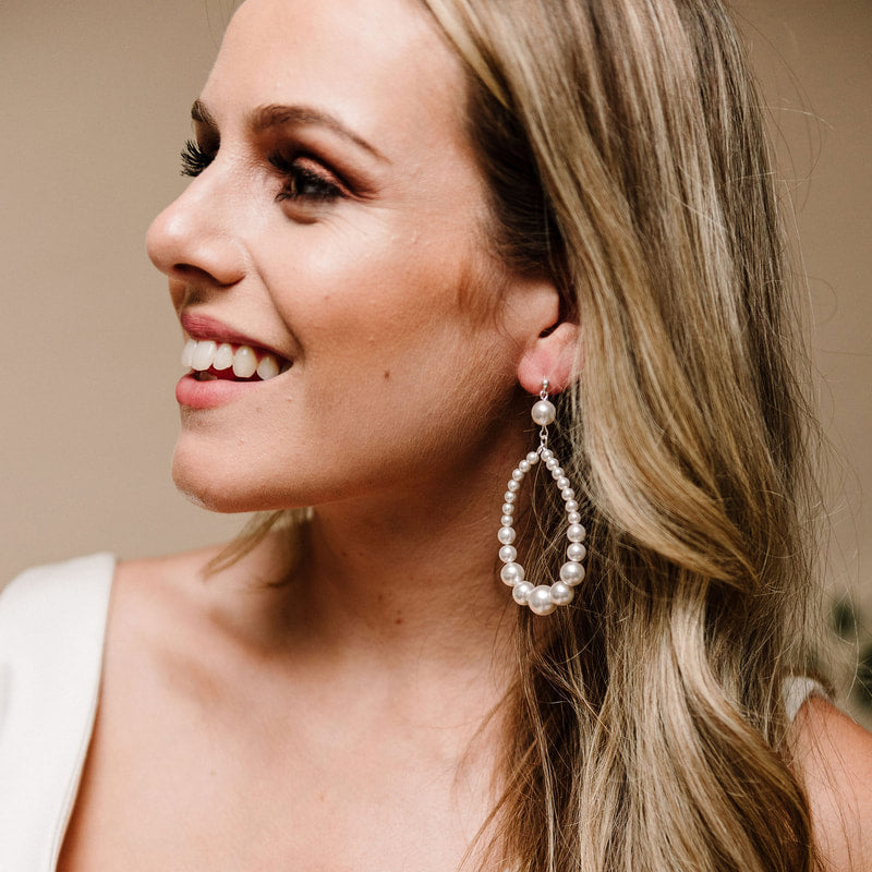 Arianna Amara Earrings - Silver & Ivory - ex display