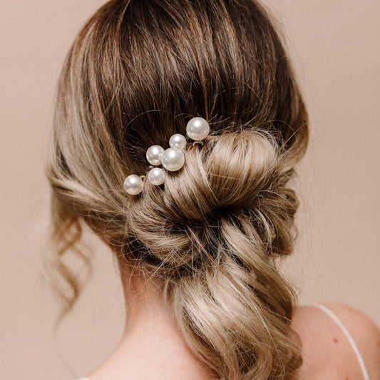 Arianna Purity Pearl Hair Pins – Set of 6 (Silver or Gold)