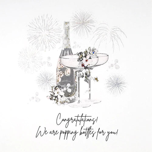 Five Dollar Shake Congratulations Popping Bottles Wedding Card
