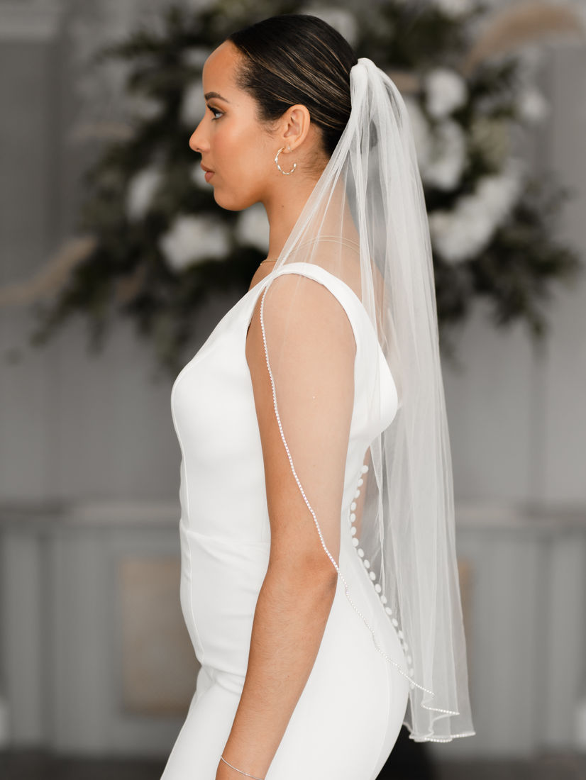 Linzi Jay Diamante edge Wedding Veil - fingertip - ex display