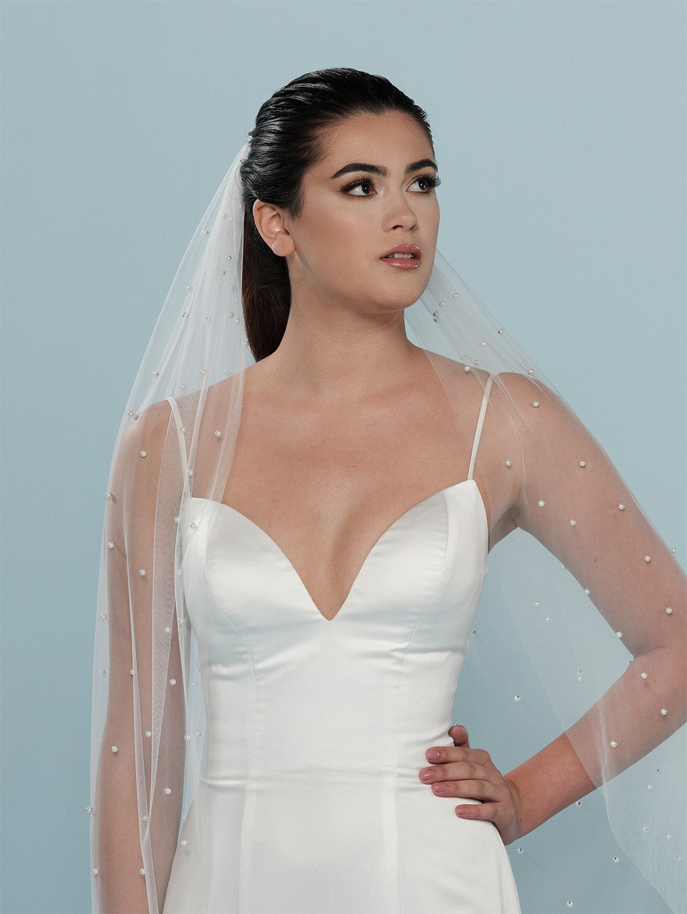 Pearl Fingertip Length Wedding Veil