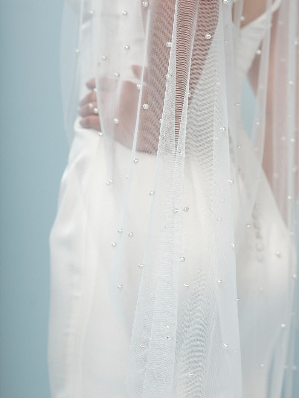 Pearl Fingertip Length Wedding Veil