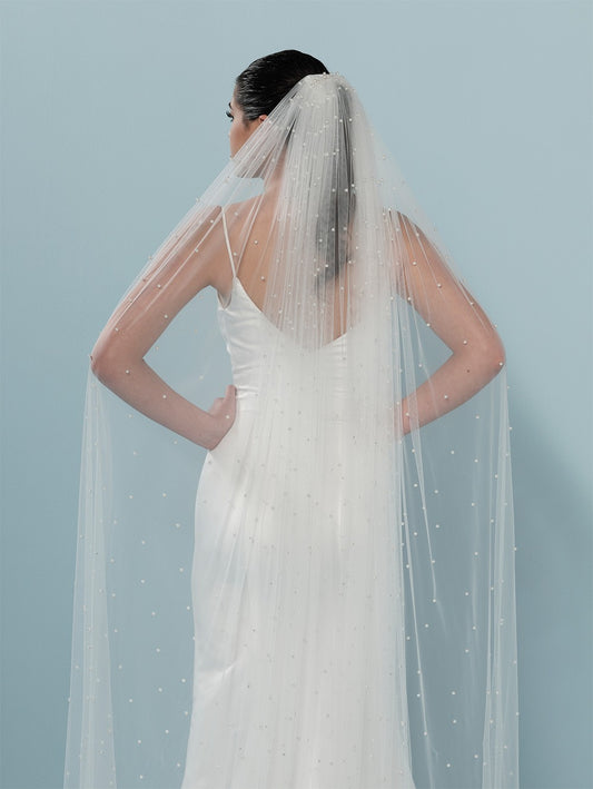 Pearl Cathedral Length Wedding Veil