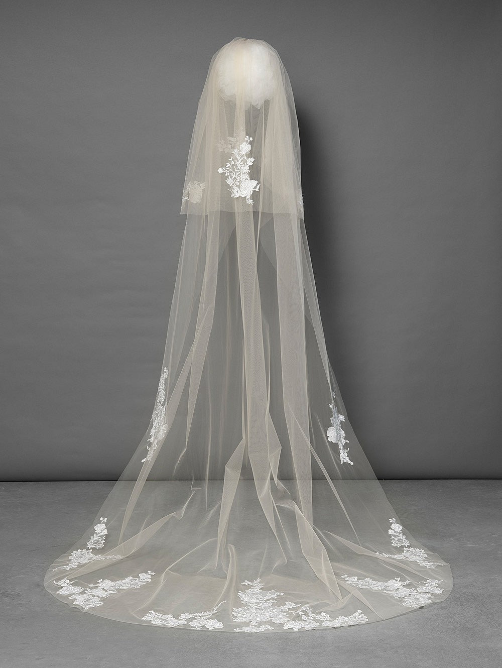 Floral and Sequin Ivory Wedding Veil