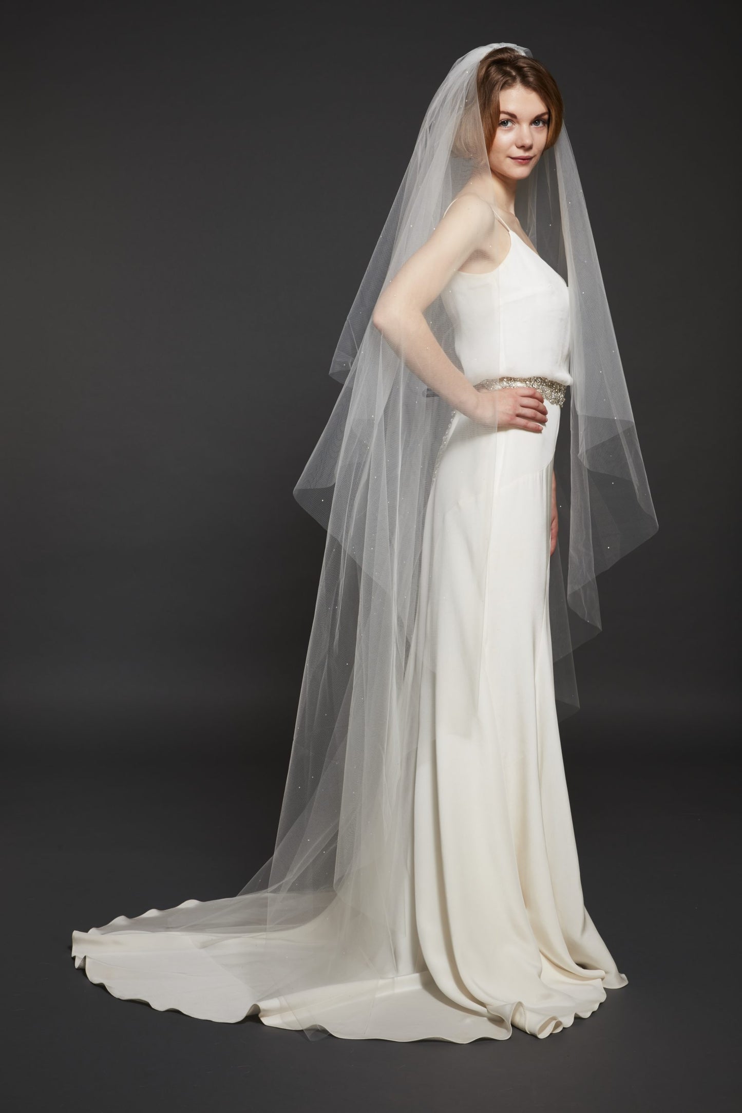 Helen Martin Raw Edge Veil - Ivory