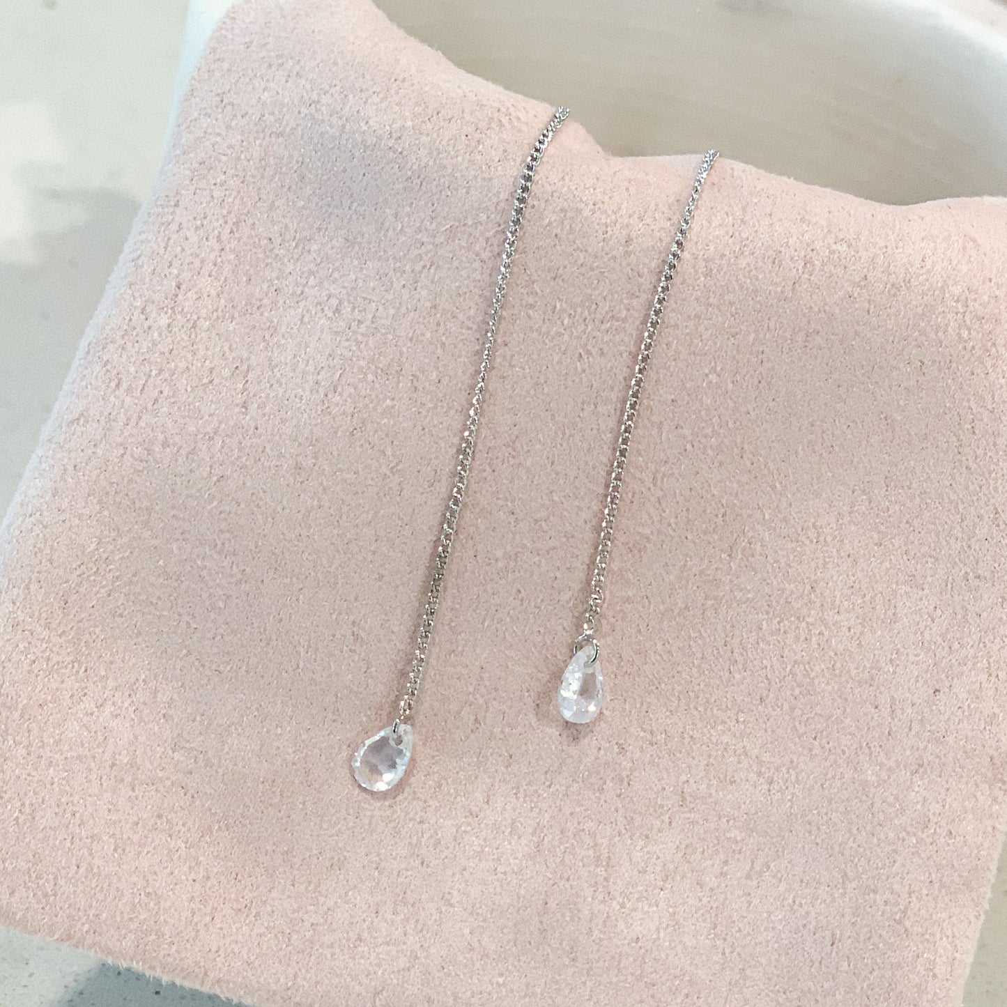 Soft & Kind dainty silver threader bridal earrings