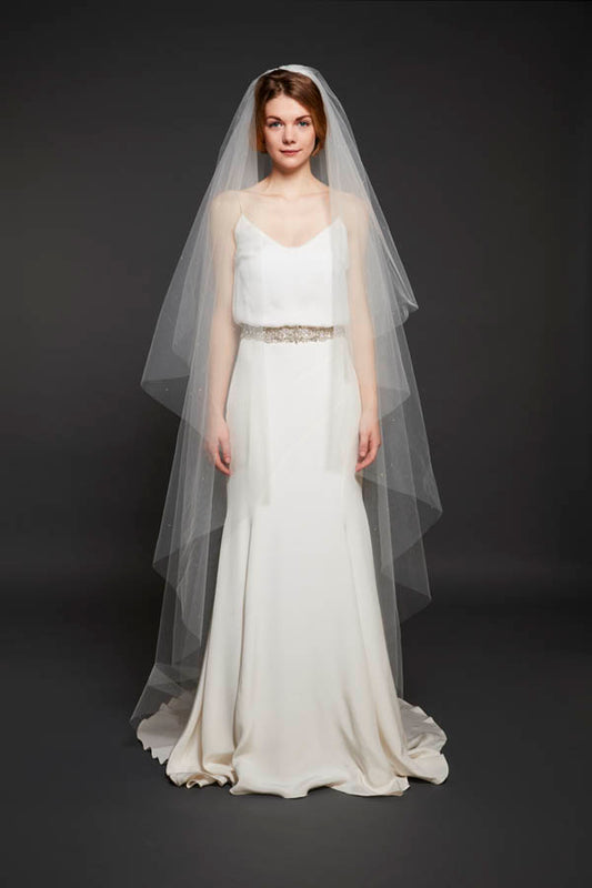 Helen Martin Raw Edge Veil - Ivory
