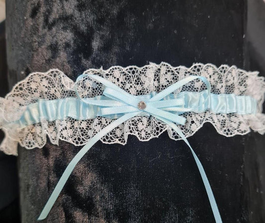 Twilight Designs Narrow Ivory & Blue Garter - One Size