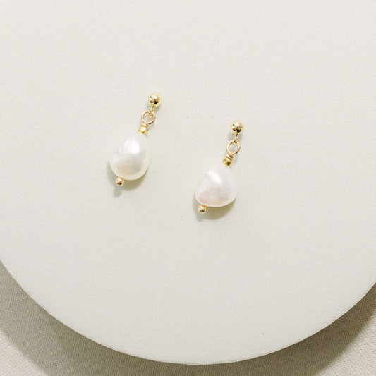 Arianna Isla Gold Mini Pearl Drop Stud Earrings