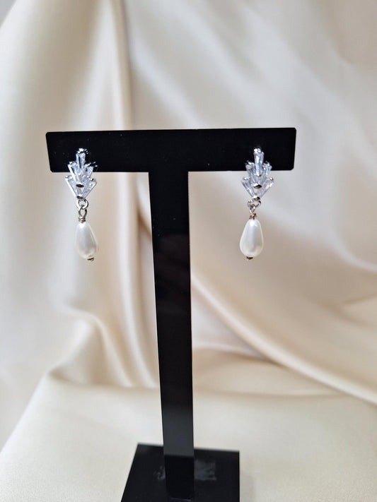 Arianna Sienna Diamanté and Pearl Drop Earrings