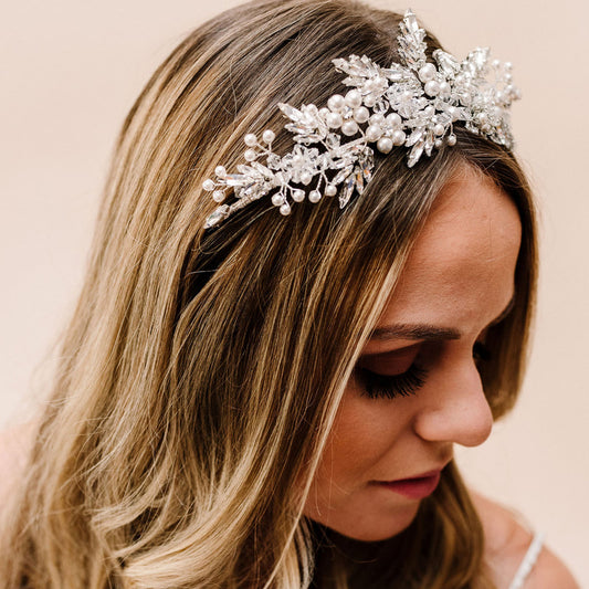Arianna Jasmine Tiara - Silver - ex display