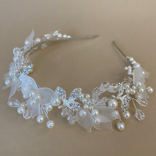 Arianna Victoria Tiara - Silver & Ivory - ex display
