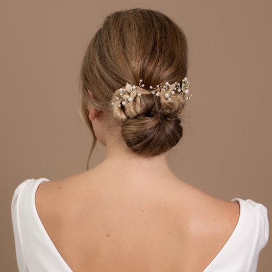 Arianna Magnolia Leaf Hair Pins – Set of 3