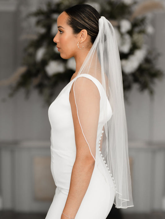 Linzi Jay Diamante edge Wedding Veil - fingertip - ex display