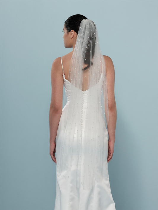 Pearl Fingertip Length Wedding Veil