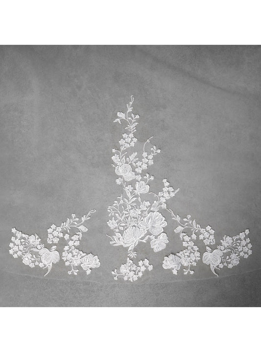 Floral and Sequin Ivory Wedding Veil