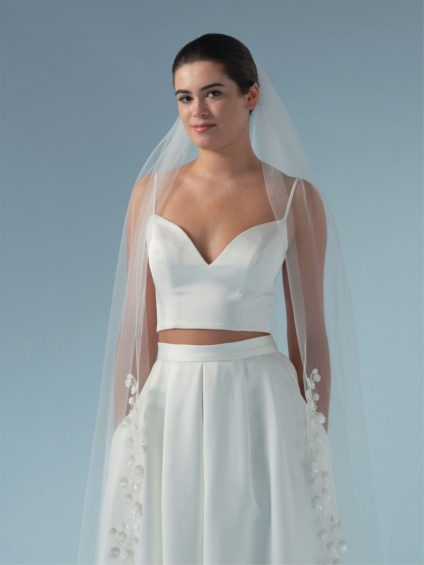 Poirier Tulip Embroidered Sequin Bridal Veil - 280cm - S448