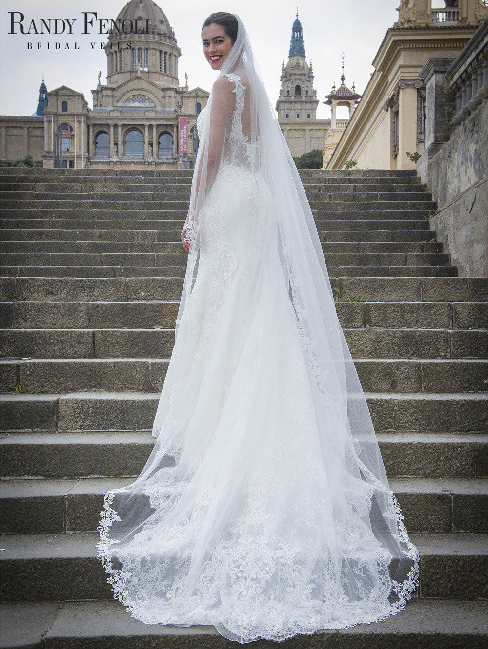 Poirier Floral Lace Bridal Veil – Single Layer Soft Tulle - S702