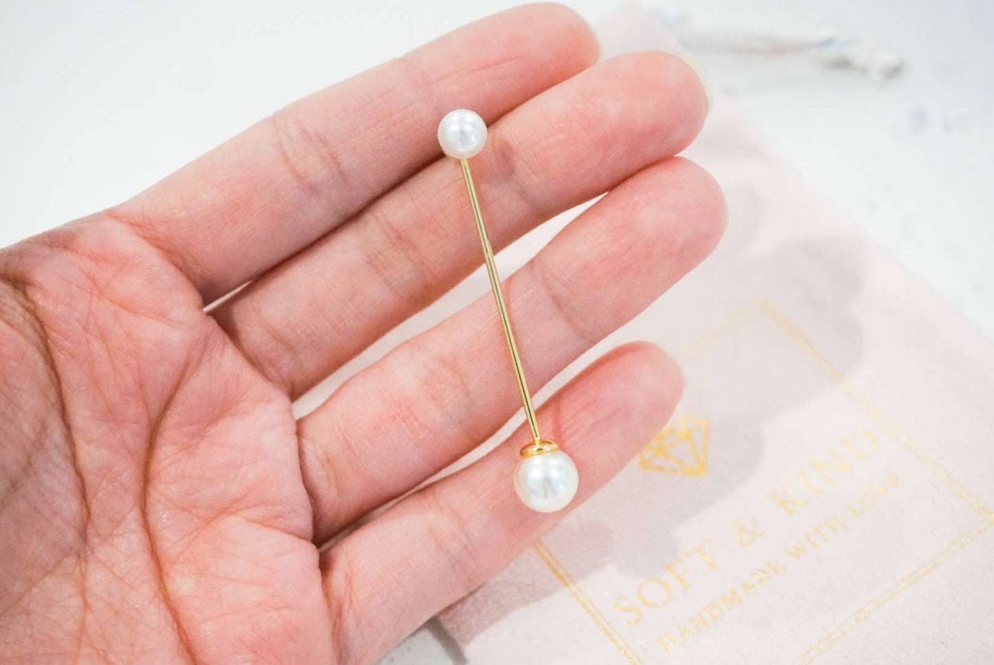 Soft & Kind Long Pearl Dangle Earrings